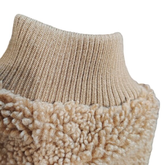 H&M Brown Sherpa Fleece Half-Zip Pullover Jacket | Oversized Teddy Zip Pocket - Picture 8 of 9